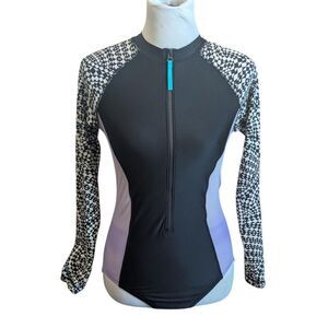 Speedo M Women's Long Sleeve One-Piece Rash Guard Swimsuit